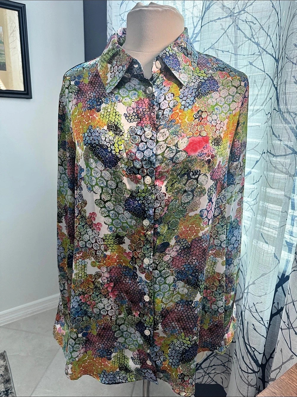 SNOSKINS Floral Button Down Multicolor XL NWT